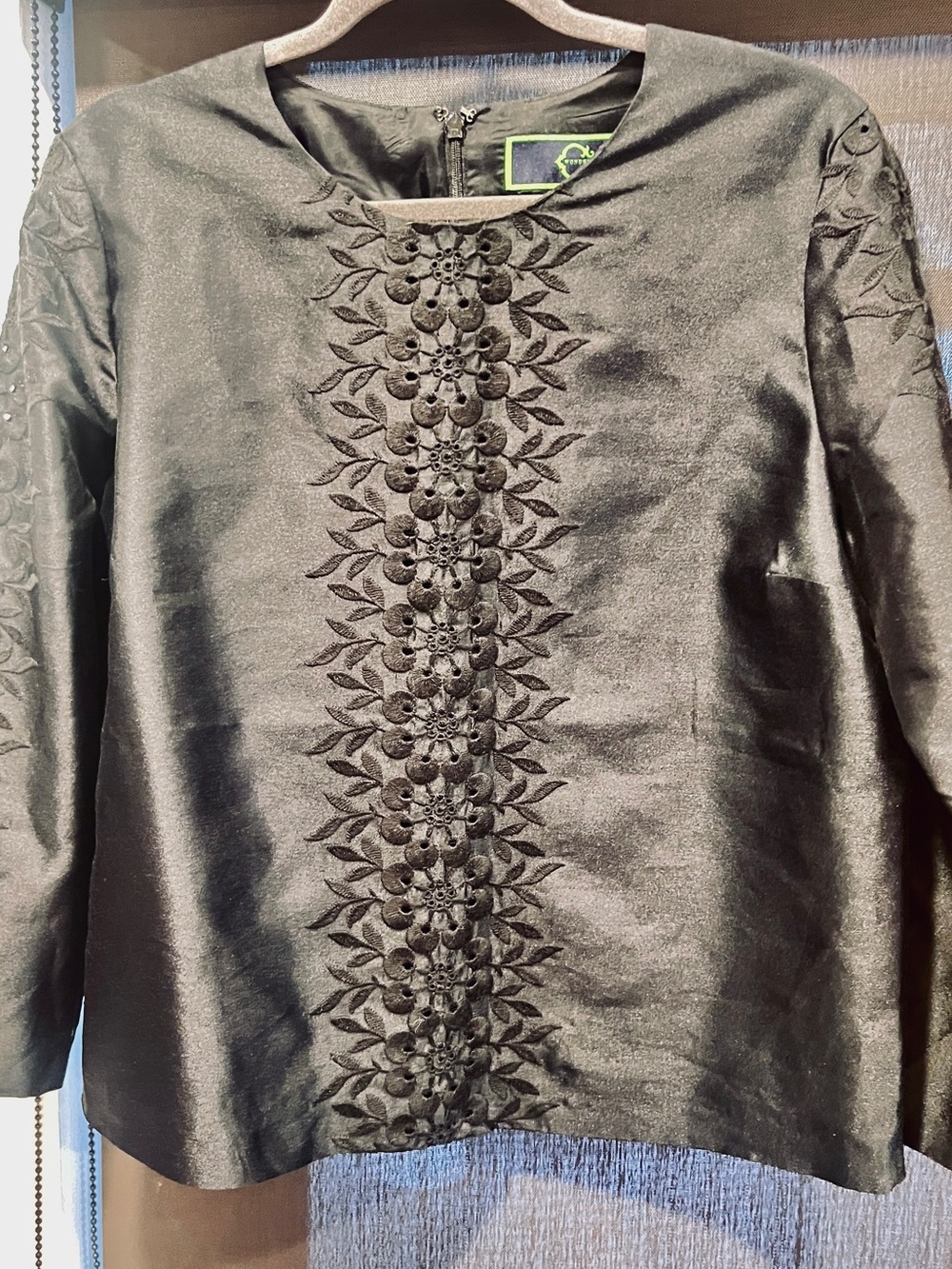 C. Wonder Black Embroidered Floral Top new with tags Very dark navy almost black
